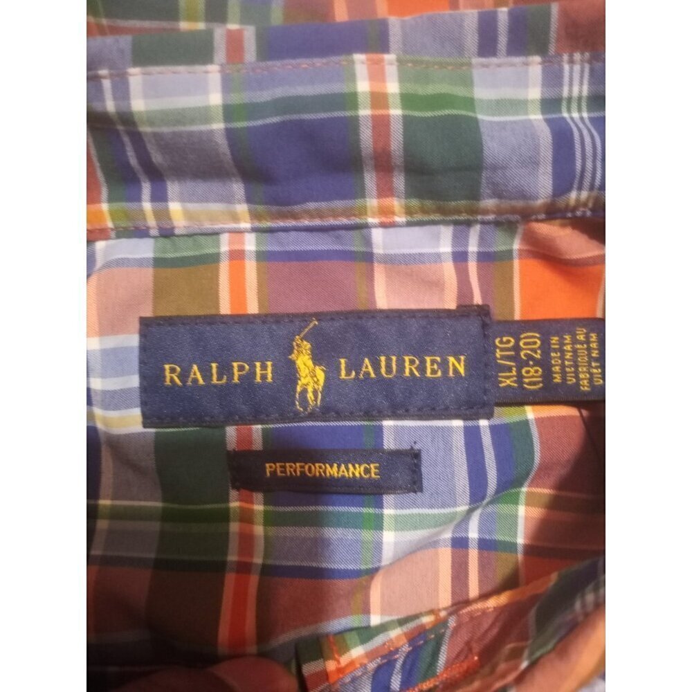 NWT Ralph Lauren Shirt Boys Youth XL 18-20 Orange Green Performance SS Pony - Picture 9 of 13